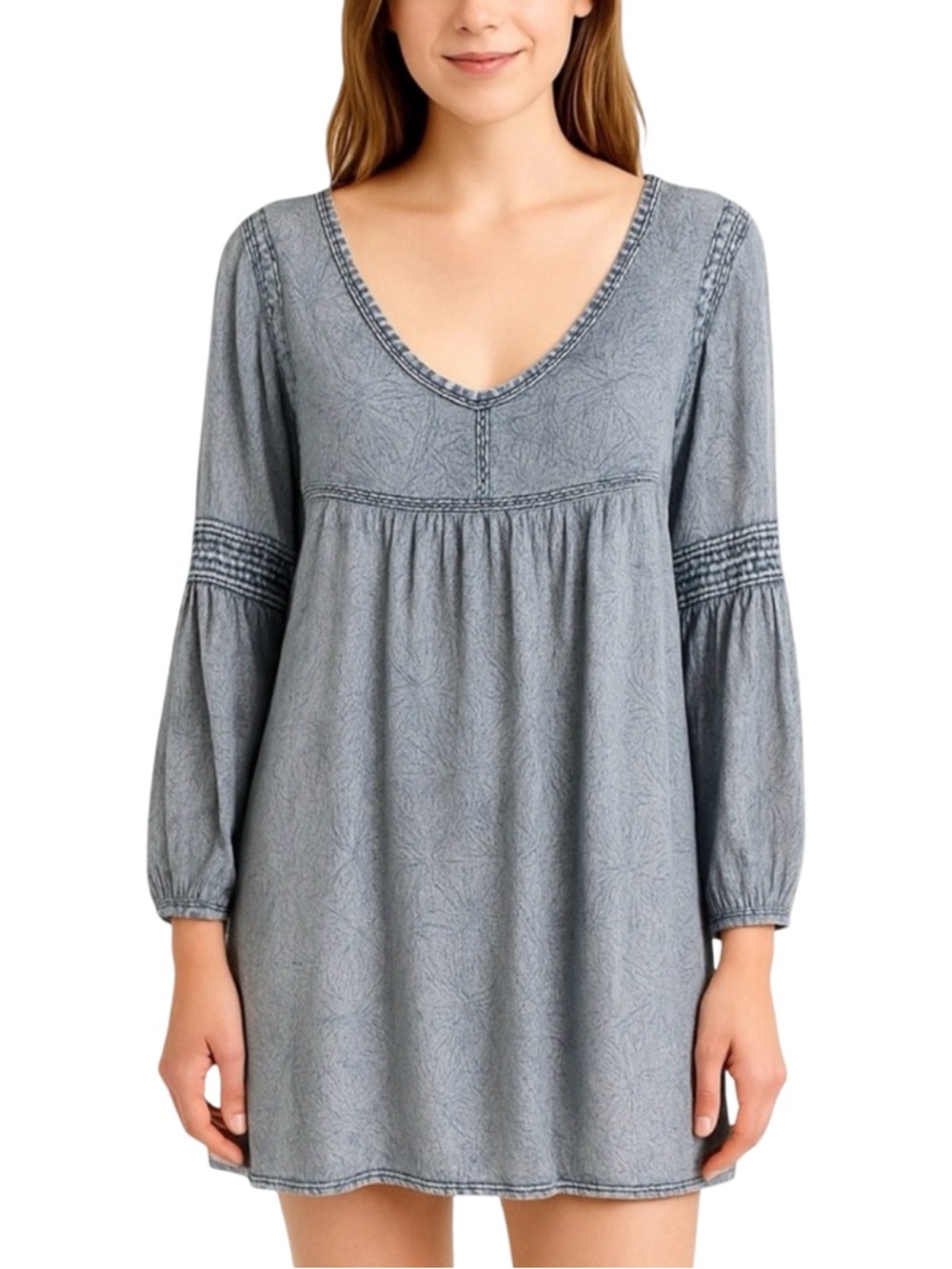 S.R. Fashions Inc. Gray Peasant Dress/Tunic - Size Medium